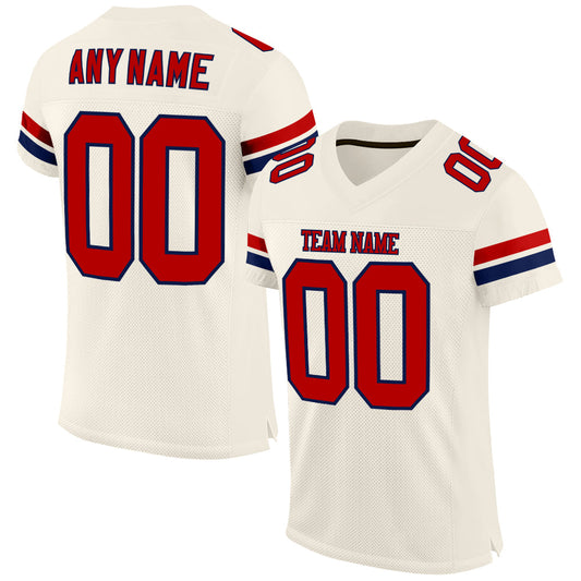 Custom Cream Red-Navy Mesh Authentic Football Jersey Limited