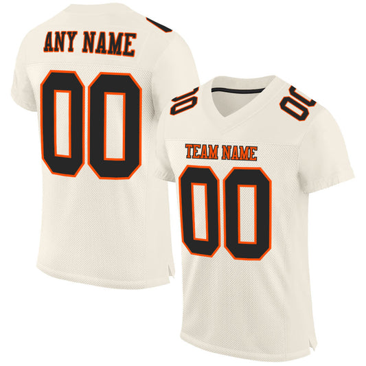 Custom Cream Black-Orange Mesh Authentic Football Jersey Limited