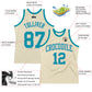 Custom Cream Teal-Gray Authentic Throwback Basketball Jersey Limited