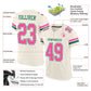 Custom Cream Pink-Kelly Green Mesh Authentic Football Jersey Limited
