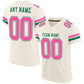 Custom Cream Pink-Kelly Green Mesh Authentic Football Jersey Limited
