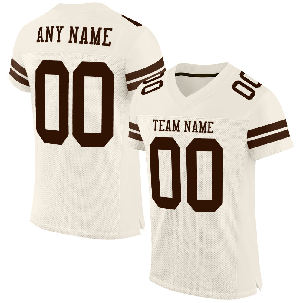Custom Cream Brown Mesh Authentic Football Jersey Limited