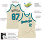Custom Cream Teal-Black Authentic Throwback Basketball Jersey Limited