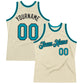 Custom Cream Teal-Black Authentic Throwback Basketball Jersey