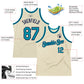 Custom Cream Teal-Navy Authentic Throwback Basketball Jersey Limited