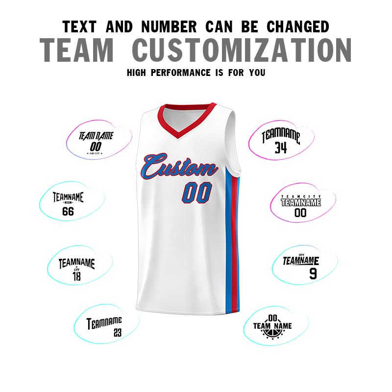 Custom White Blue-Red Classic Sets Sports Uniform Basketball Jersey Limited