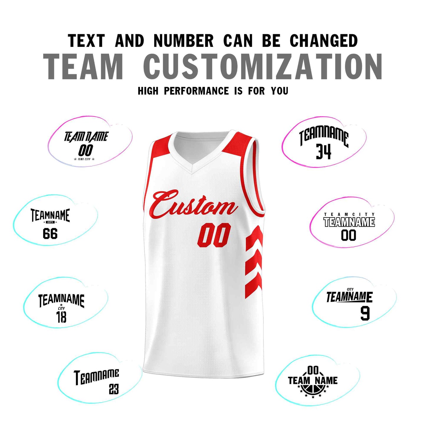 Custom White Red Classic Sets Sports Uniform Basketball Jersey Limited