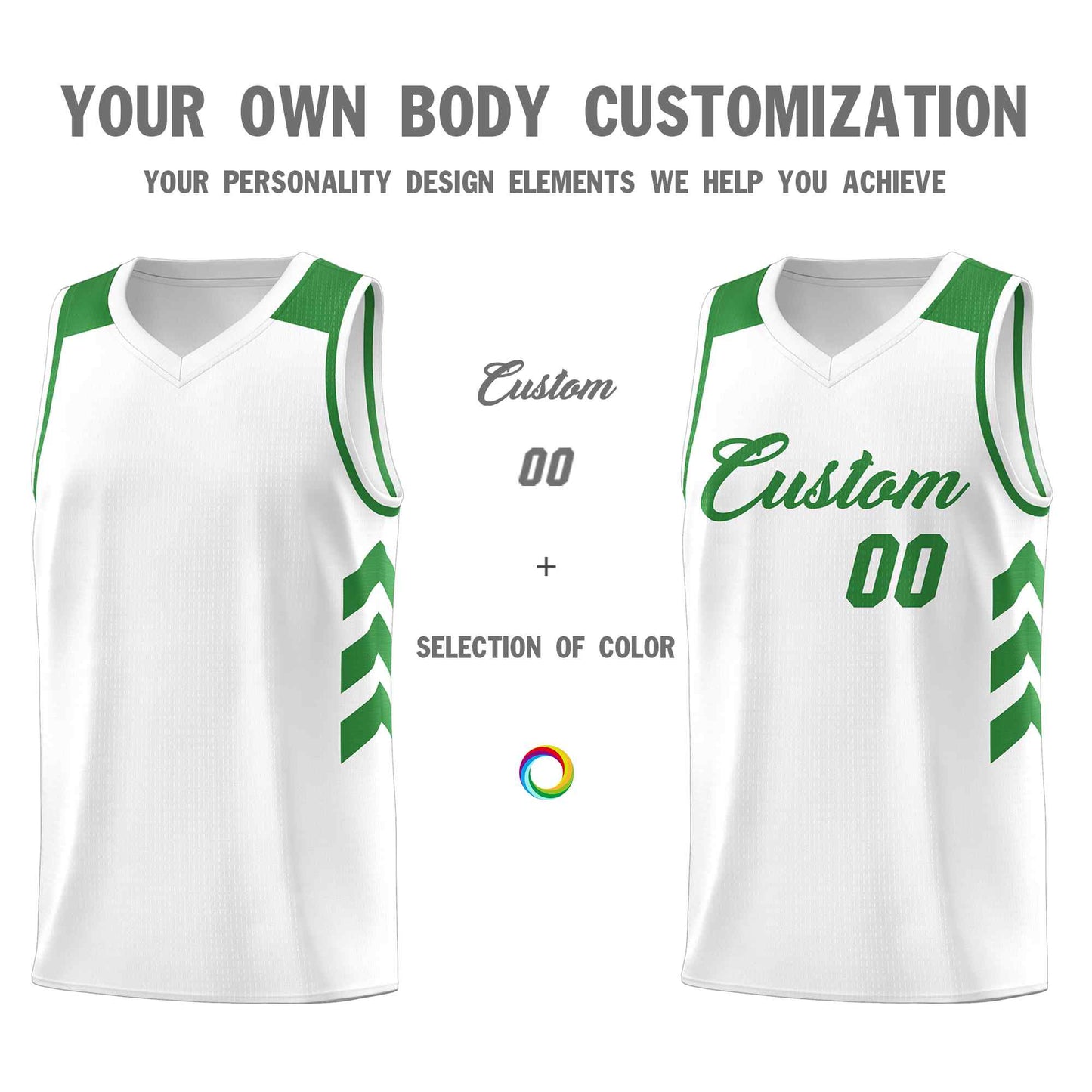 Custom White Green Classic Sets Sports Uniform Basketball Jersey Limited