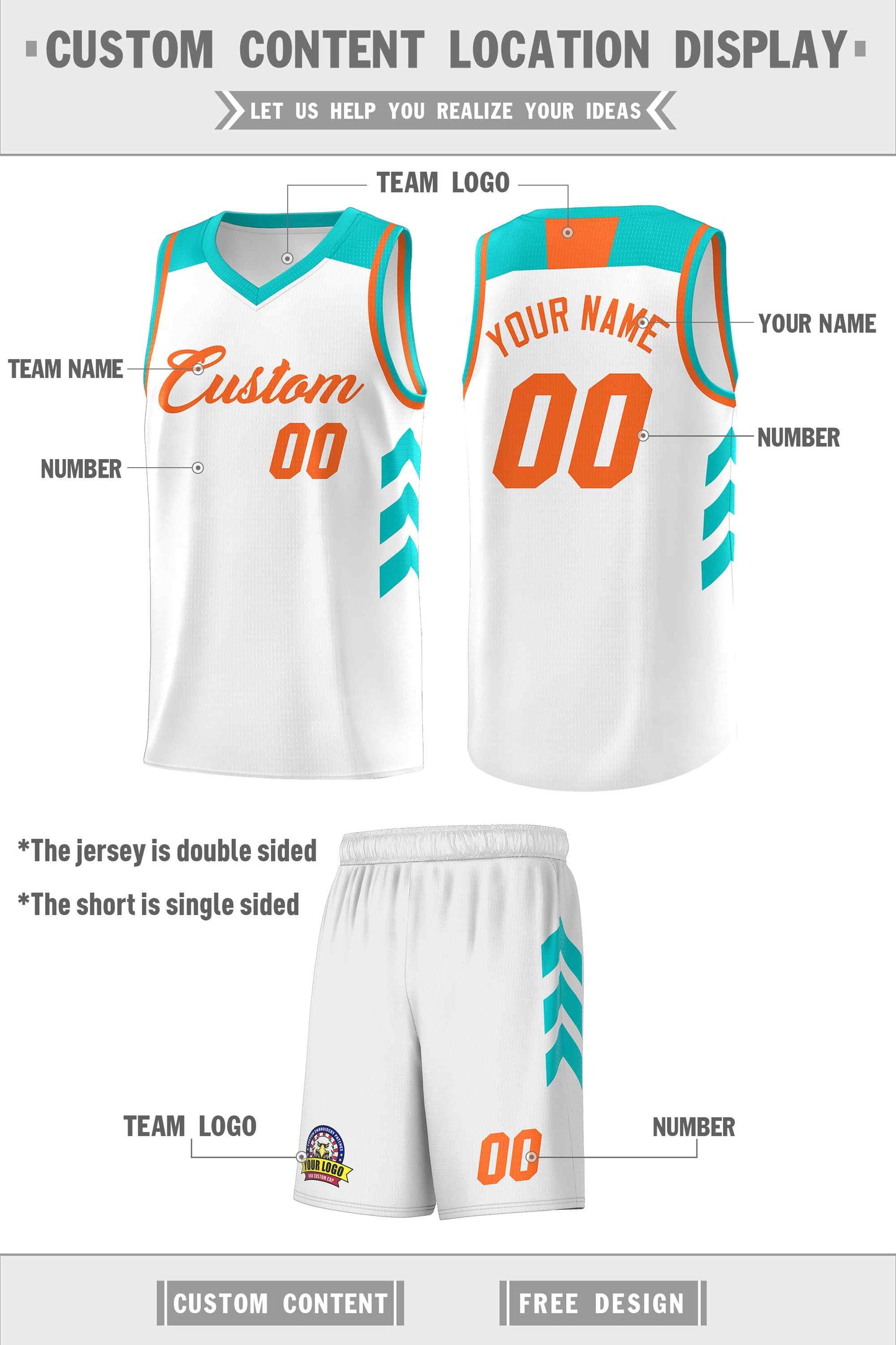 Custom White Orange Classic Sets Sports Uniform Basketball Jersey Limited