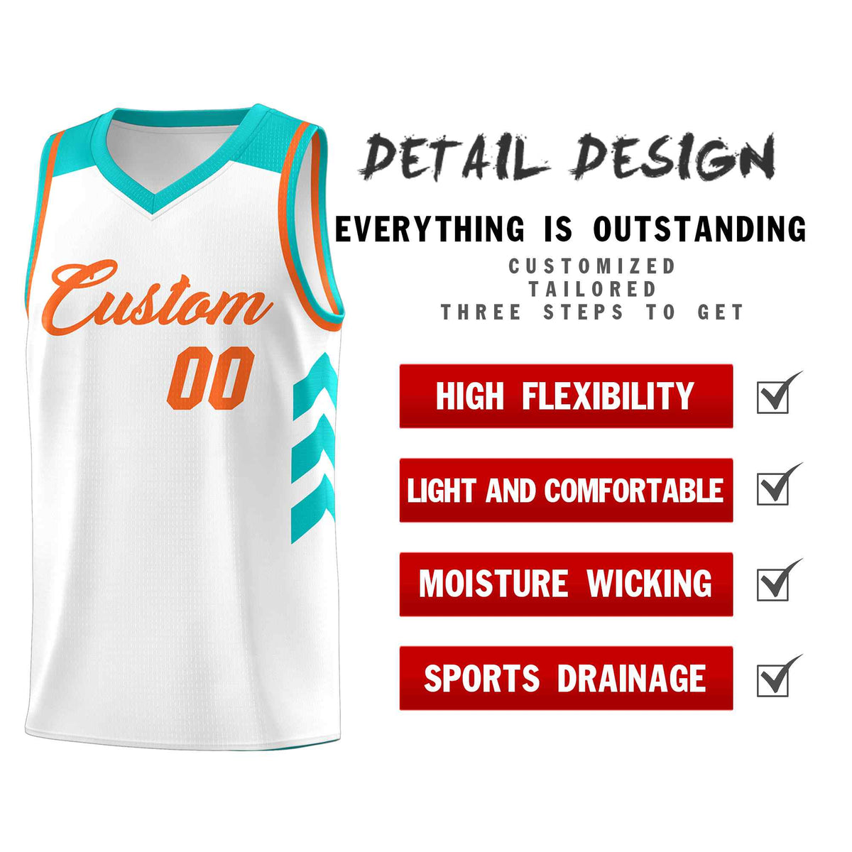 Custom White Orange Classic Sets Sports Uniform Basketball Jersey Limited