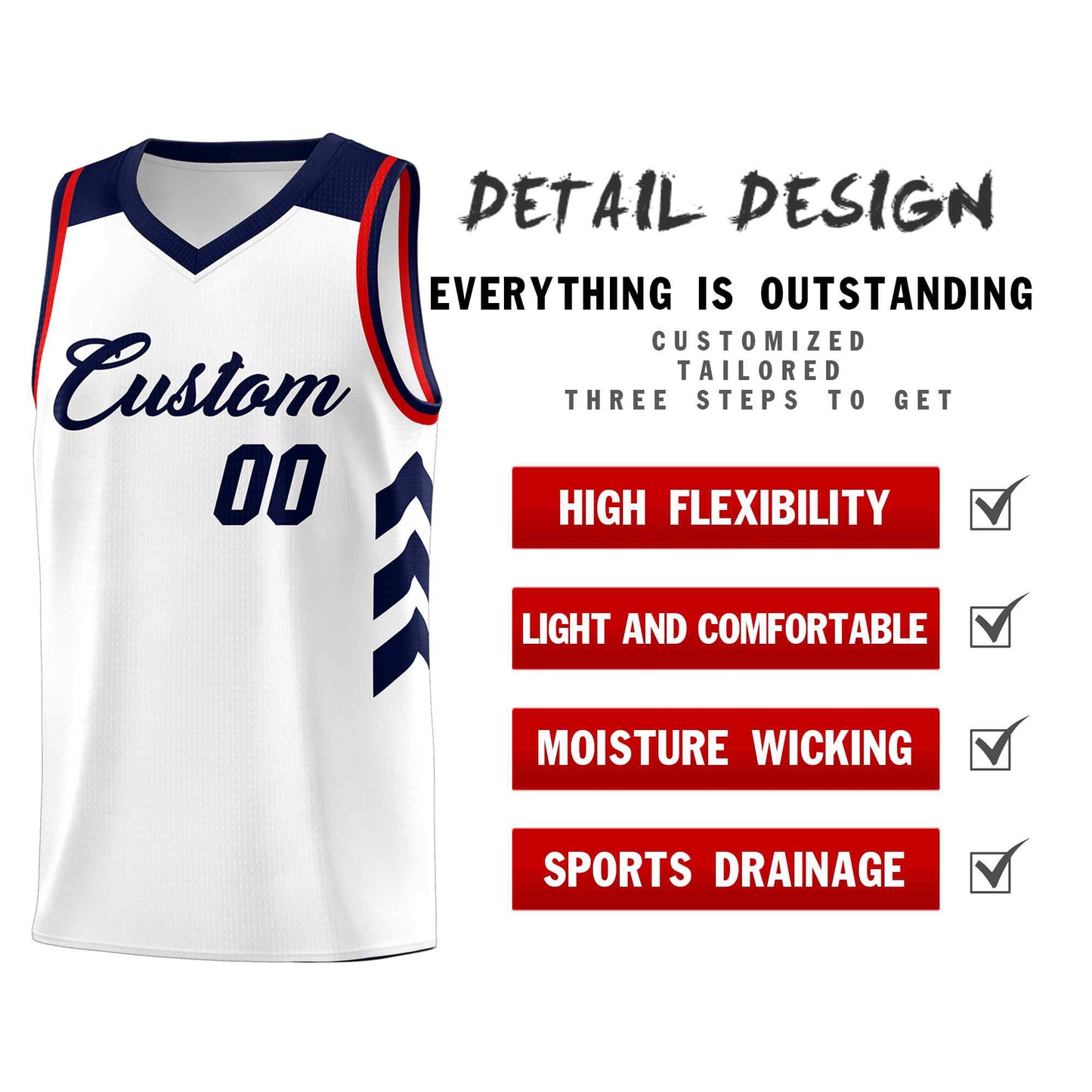 Custom White Navy Classic Sets Sports Uniform Basketball Jersey Limited