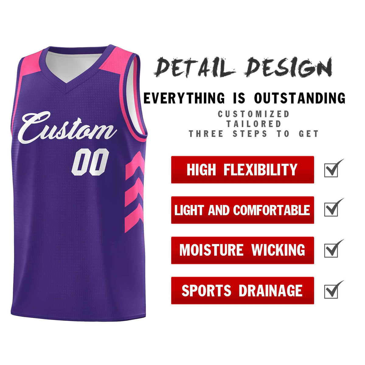 Custom Purple White Classic Sets Sports Uniform Basketball Jersey Limited