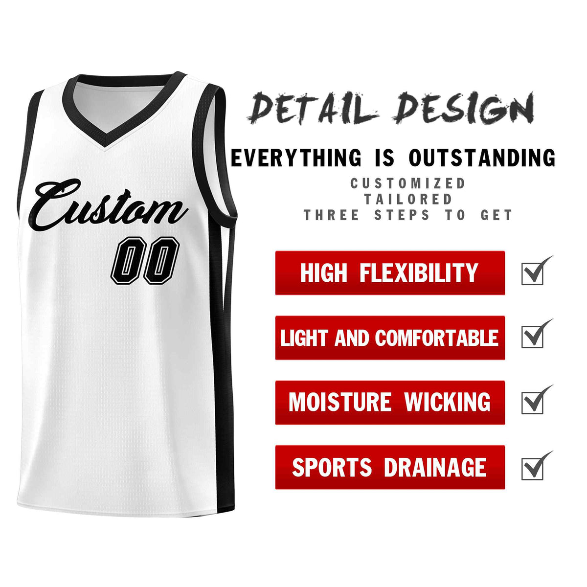 Custom White Black Classic Sets Sports Uniform Basketball Jersey Limited