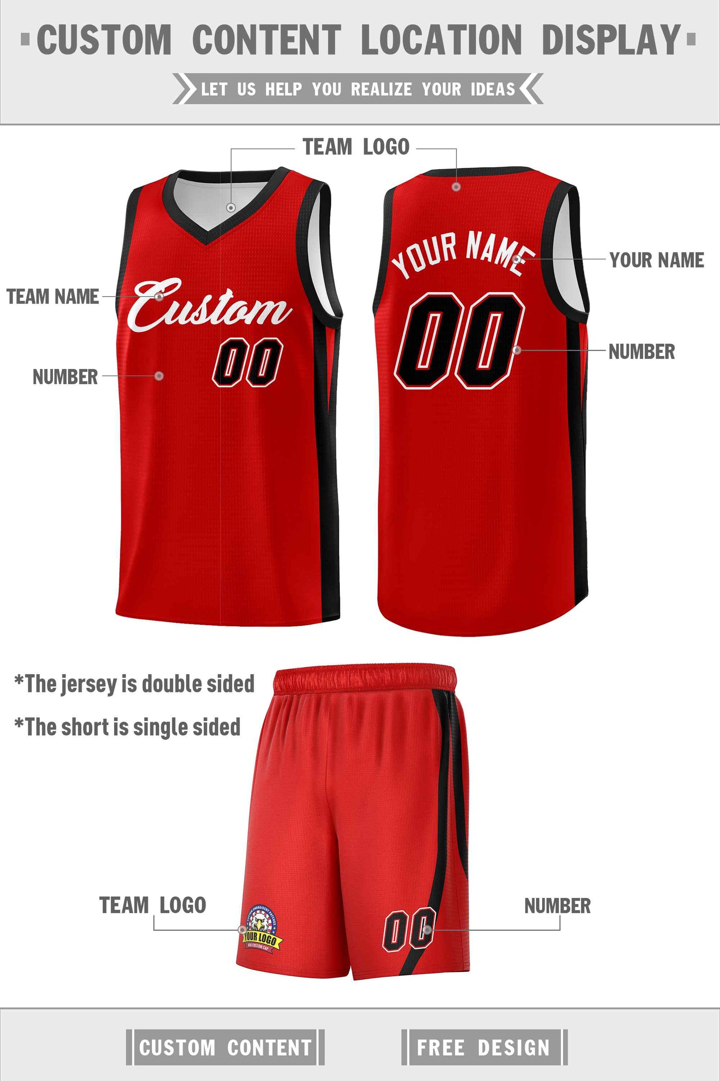 Custom Red White Classic Sets Sports Uniform Basketball Jersey Limited
