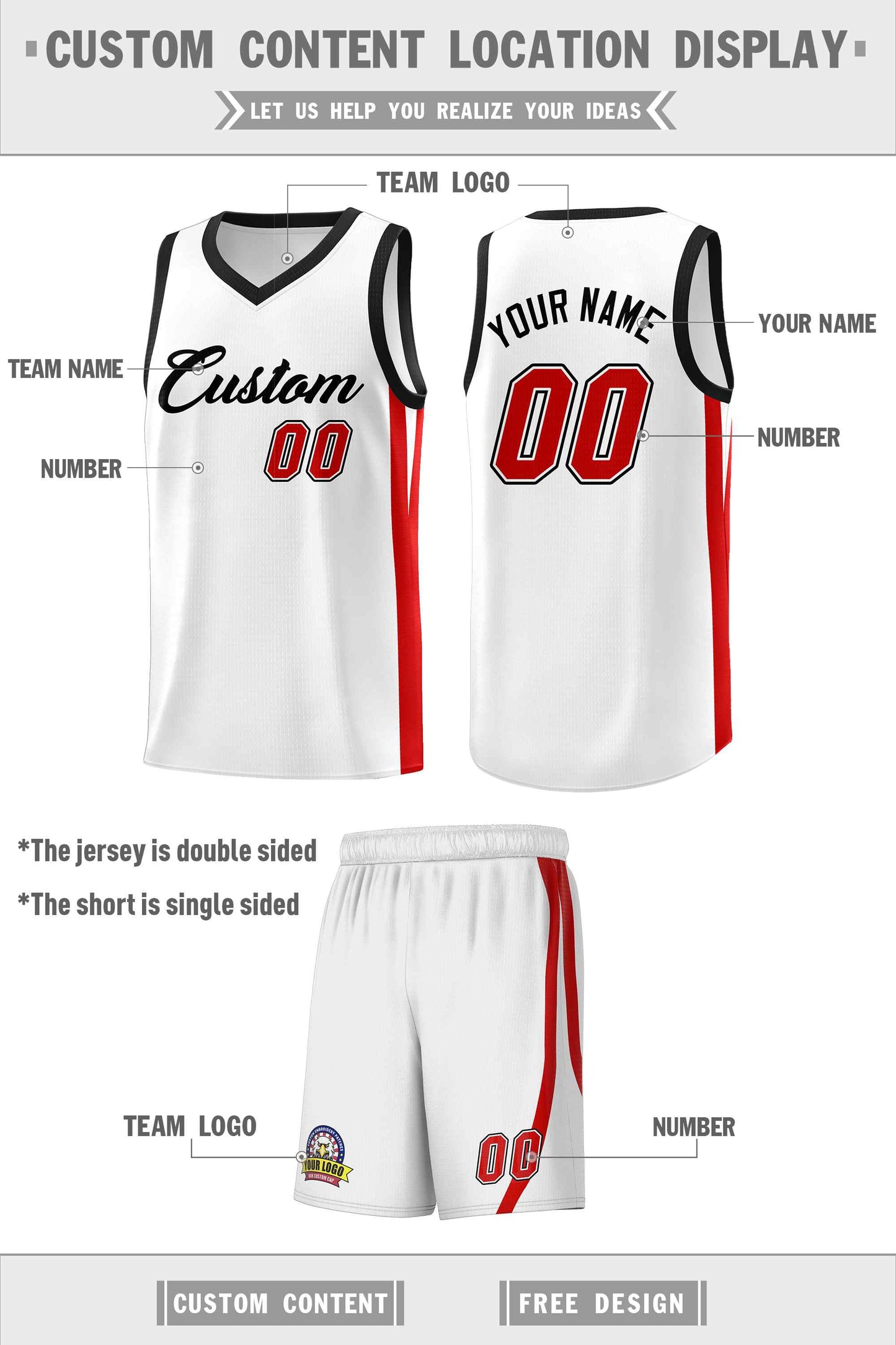 Custom White Black Classic Sets Sports Uniform Basketball Jersey Limited