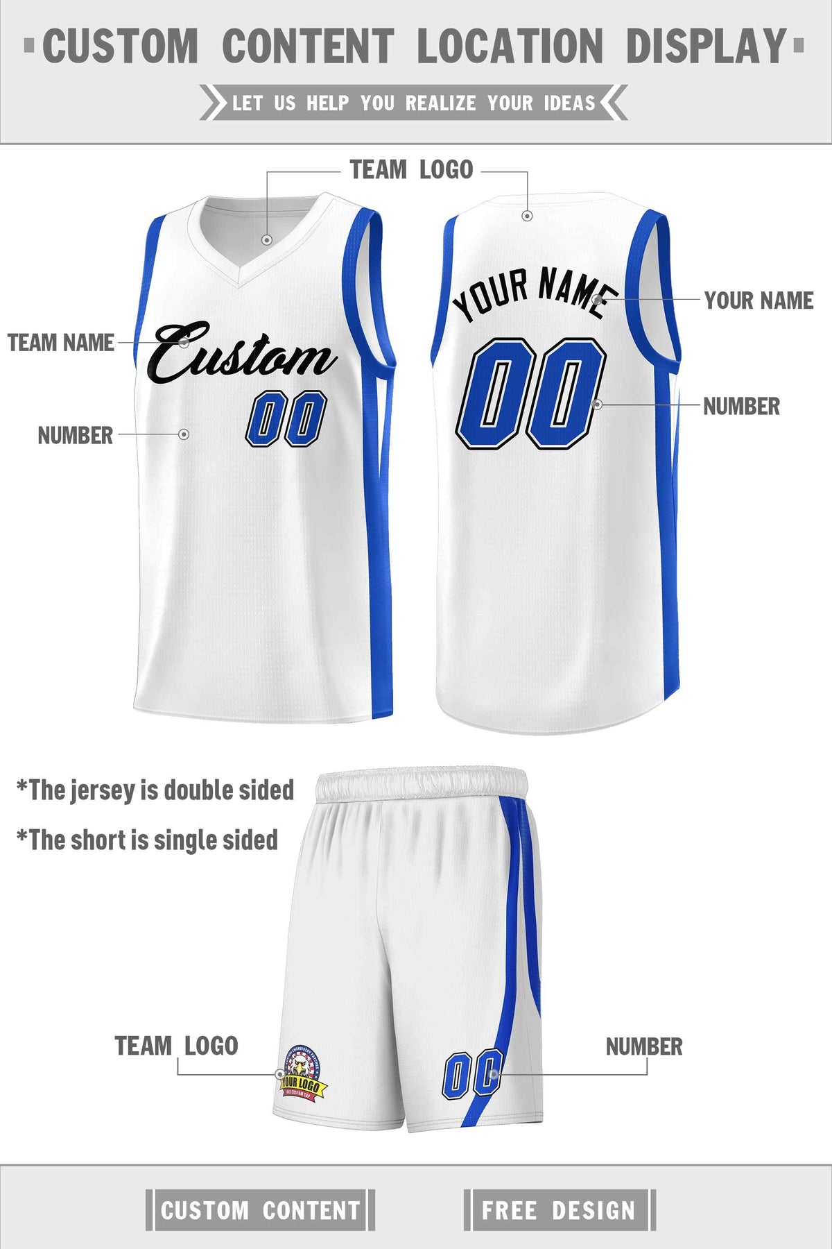 Custom White Black Classic Sets Sports Uniform Basketball Jersey Limited