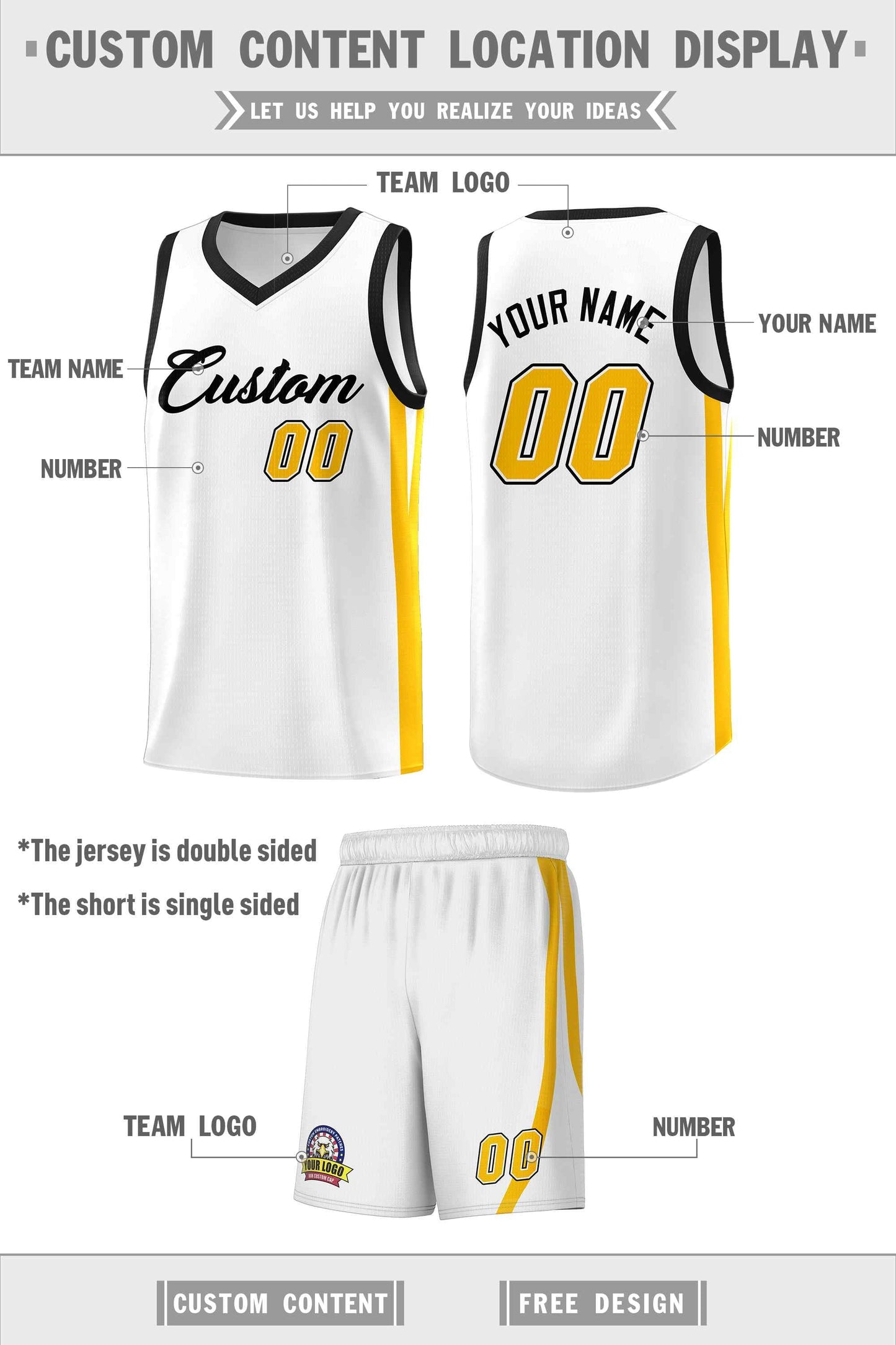 Custom White Black Classic Sets Sports Uniform Basketball Jersey Limited