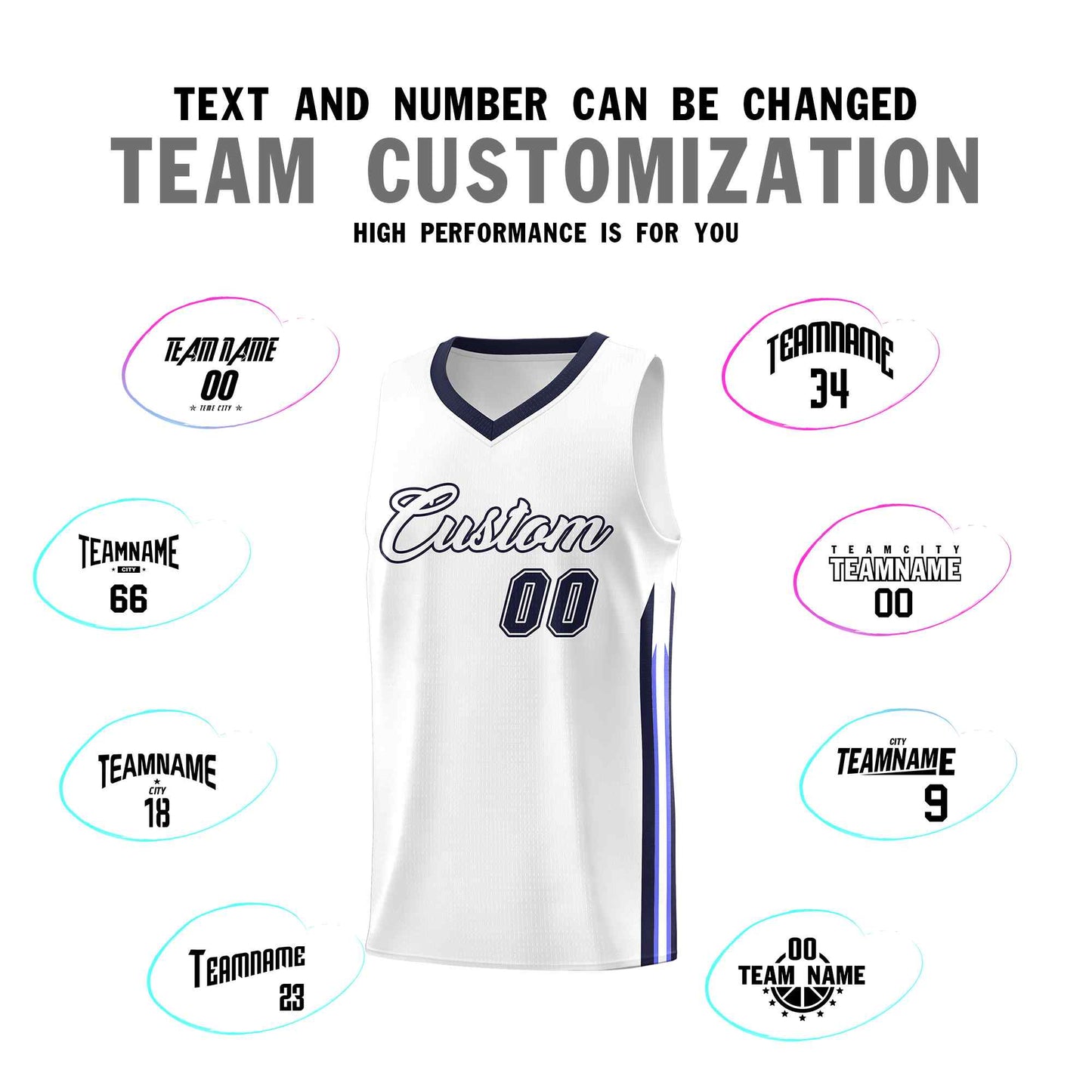 Custom White Navy Classic Sets Sports Uniform Basketball Jersey Limited