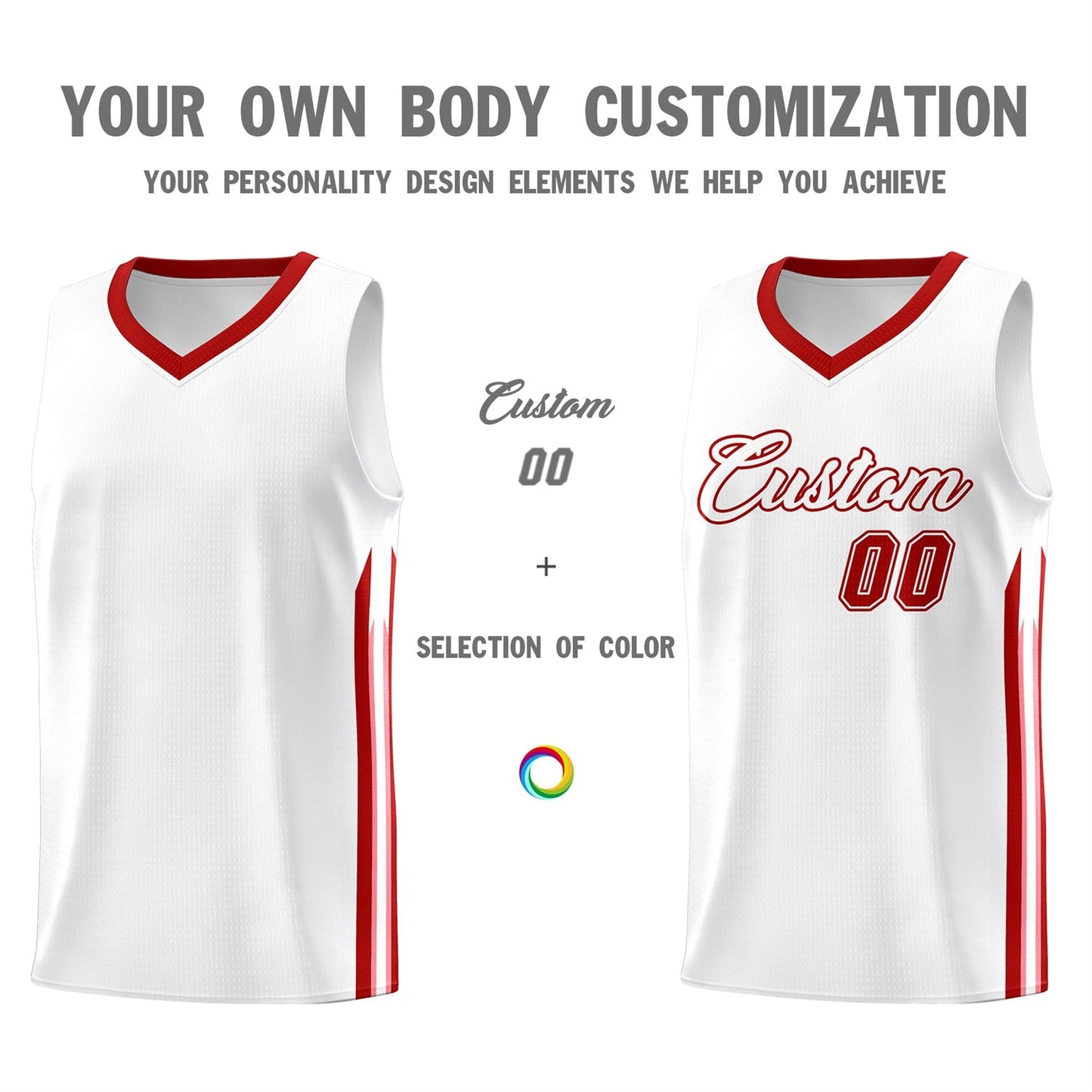 Custom White Red Classic Tops Athletic Casual Basketball Jersey Limited