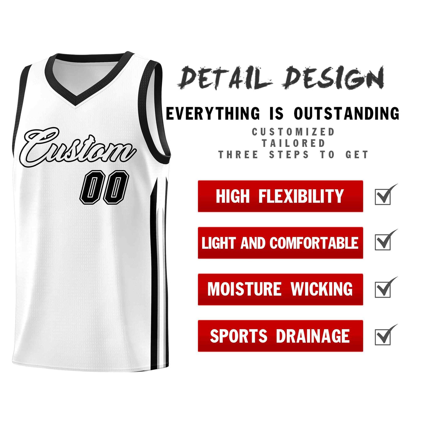 Custom White Black Classic Sets Sports Uniform Basketball Jersey Limited