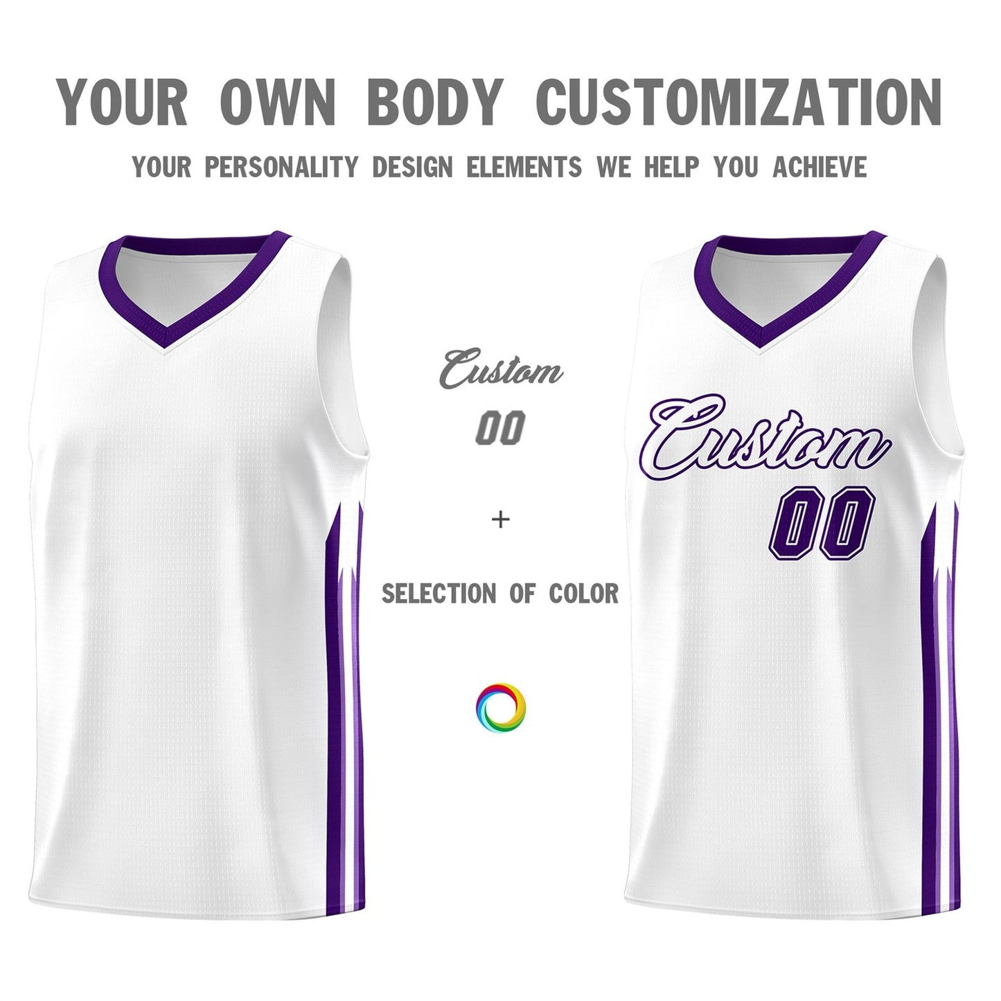 Custom White Purple Classic Tops Athletic Casual Basketball Jersey Limited
