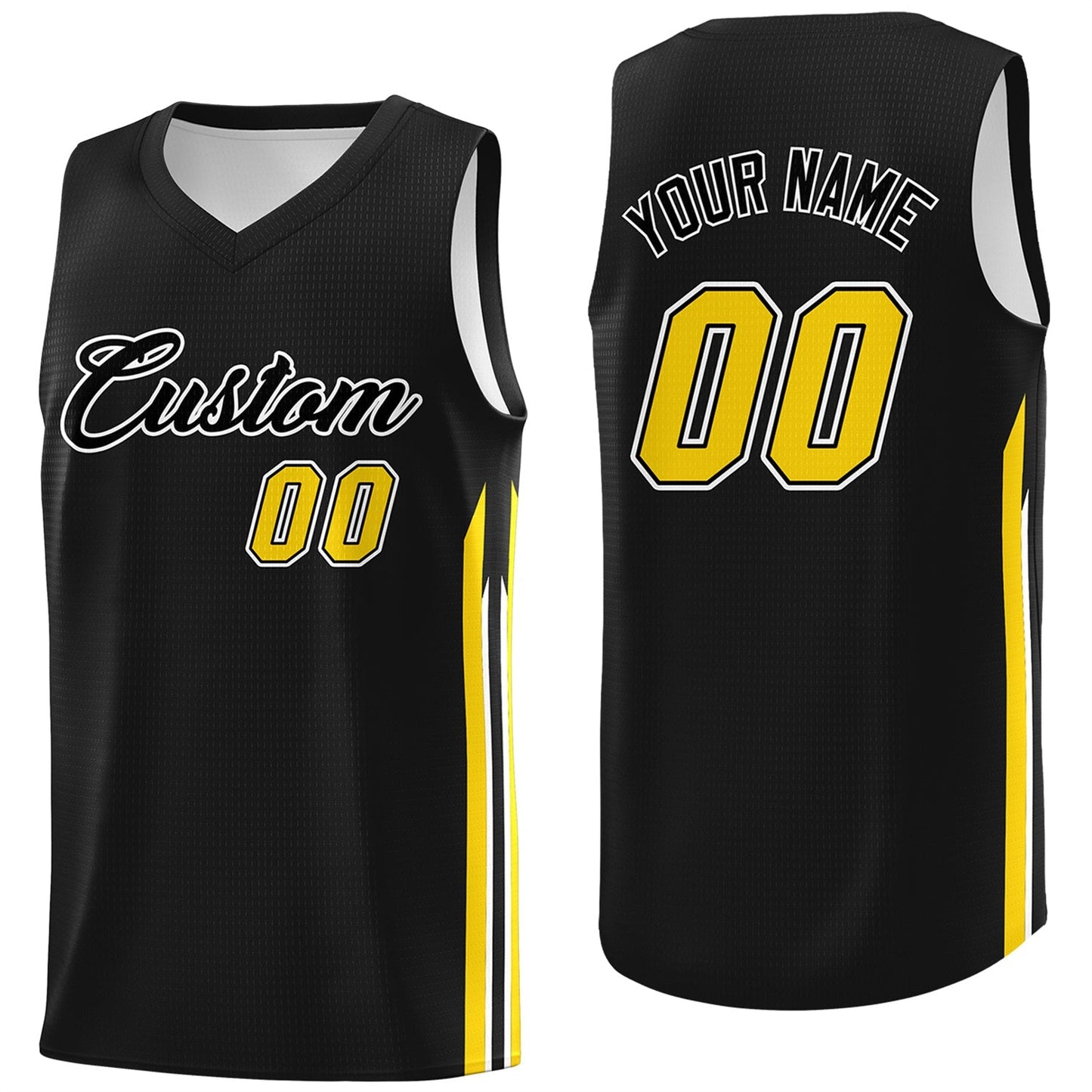 Custom Black Yellow Classic Tops Sport Game Basketball Jersey