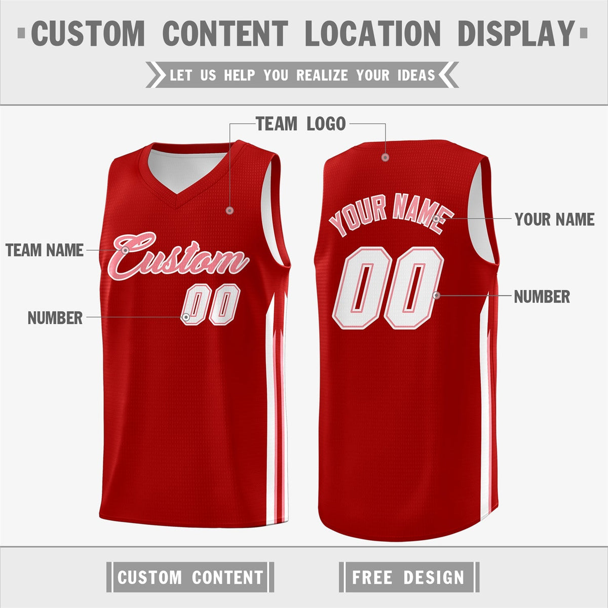 Custom Red White Classic Tops Fashion Sportwear Basketball Jersey Limited