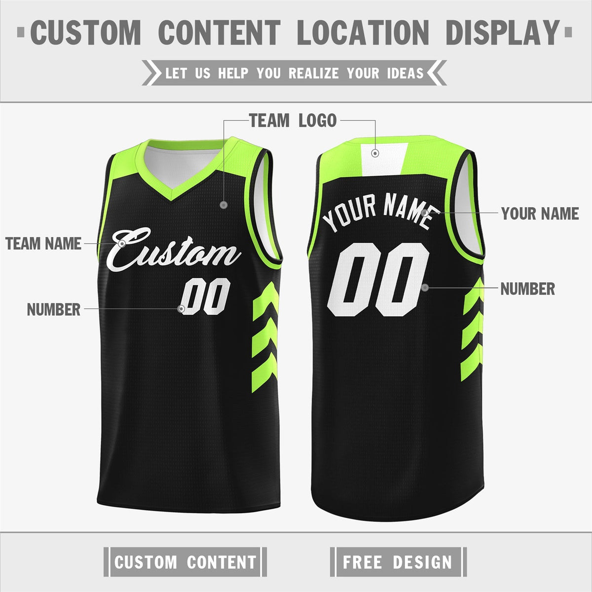 Custom Black White-Green Classic Tops Mesh Basketball Jersey Limited