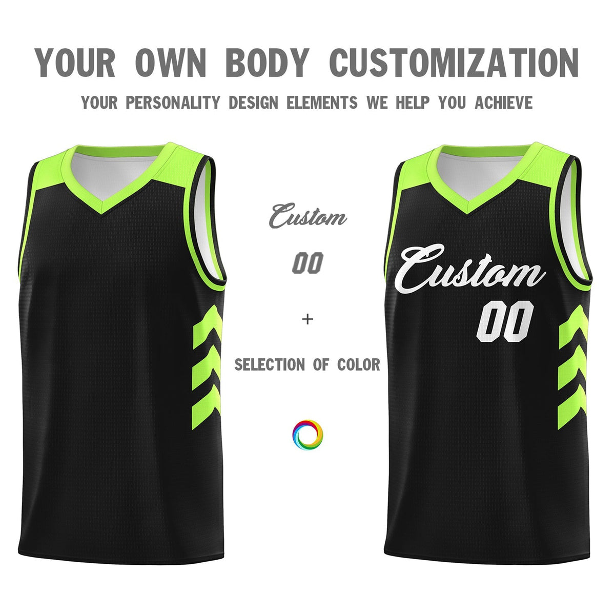 Custom Black White-Green Classic Tops Mesh Basketball Jersey Limited