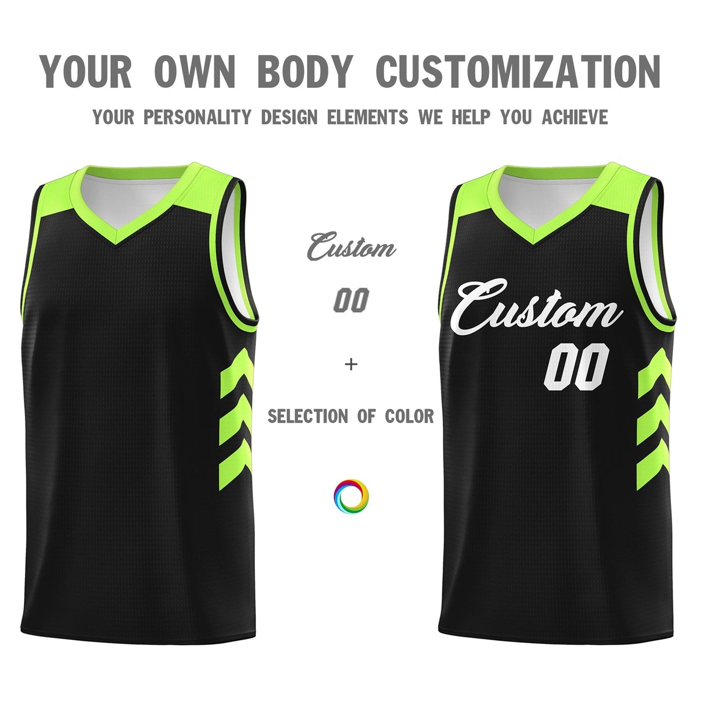 Custom Black White-Green Classic Tops Mesh Basketball Jersey Limited