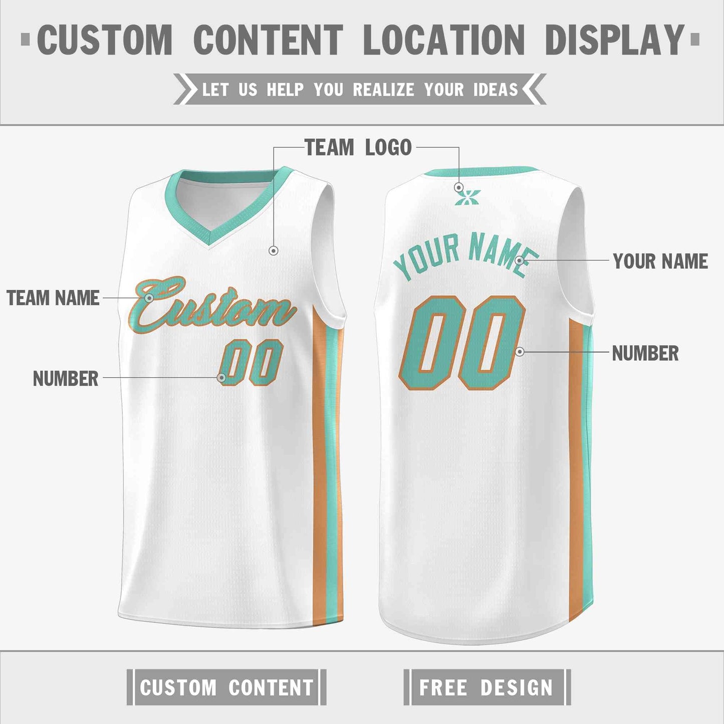 Custom White Aqua-Old Gold Classic Tops Mesh Sport Basketball Jersey Limited