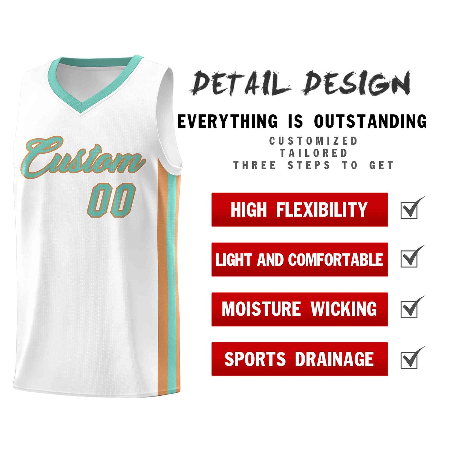Custom White Aqua-Old Gold Classic Tops Mesh Sport Basketball Jersey Limited