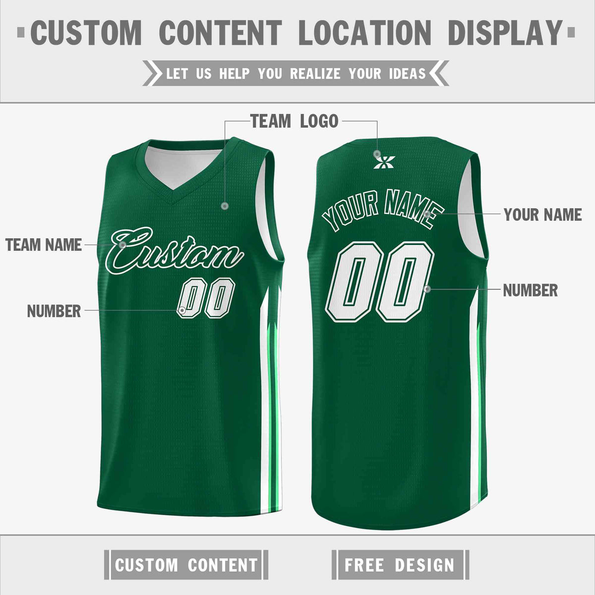 Custom Green White-Classic Tops Mesh Sport Basketball Jersey Limited