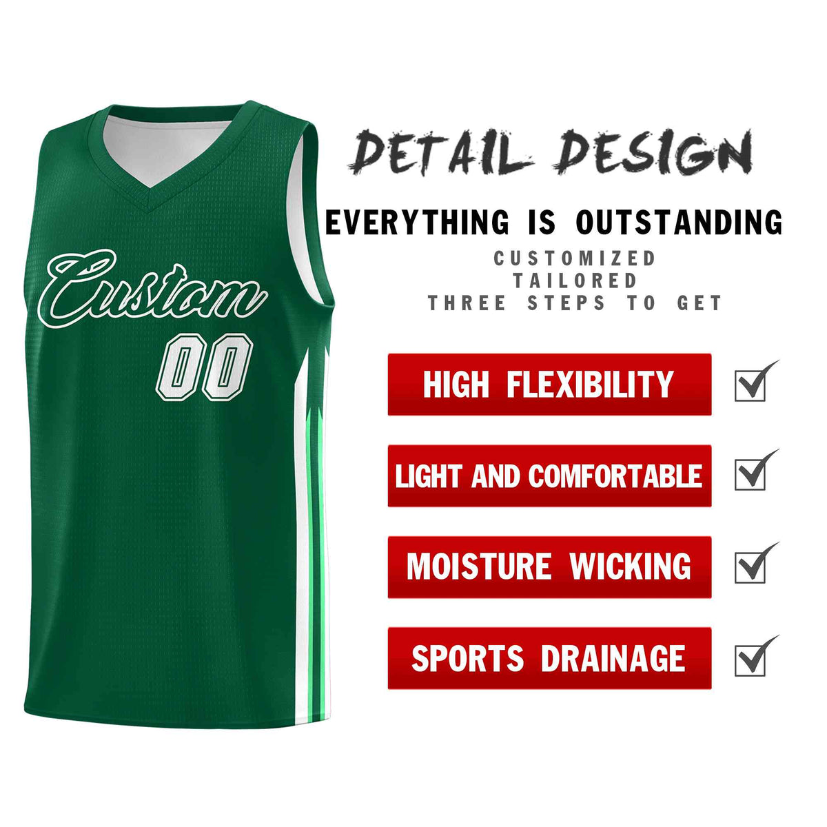 Custom Green White-Classic Tops Mesh Sport Basketball Jersey Limited