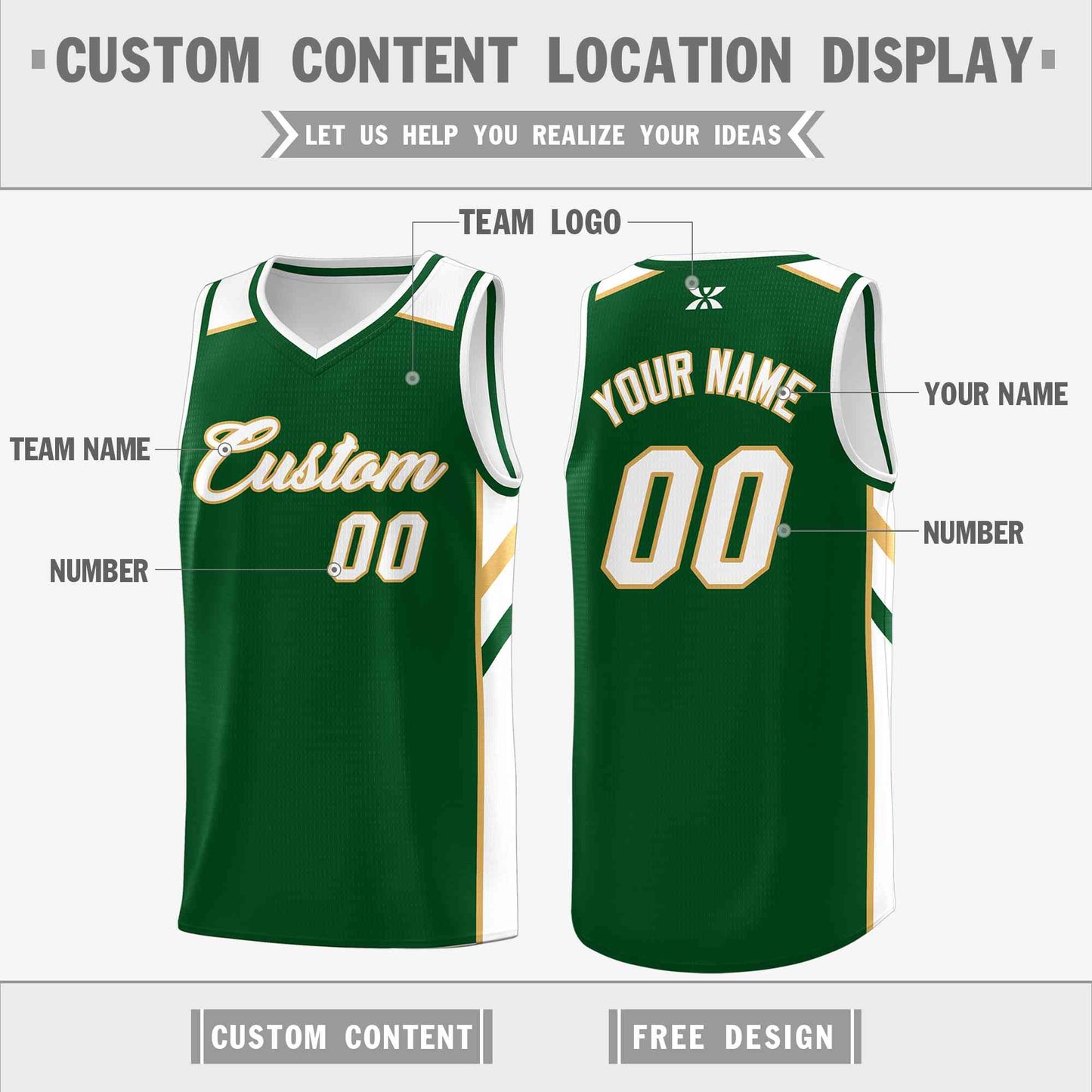 Custom Green White-Old Gold Classic Tops Style Mesh Sport Basketball Jersey Limited