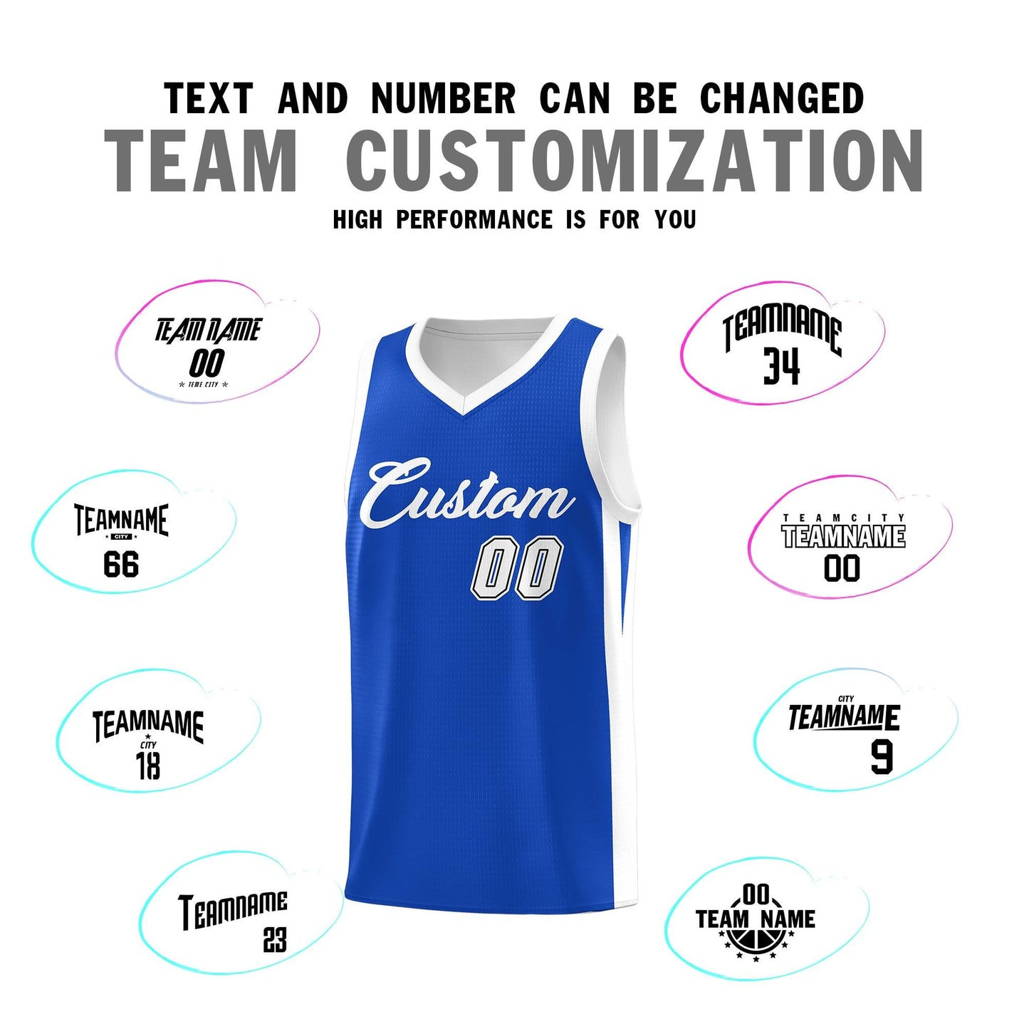 Custom Blue White Classic Tops Outdoor Sports Basketball Jersey Limited