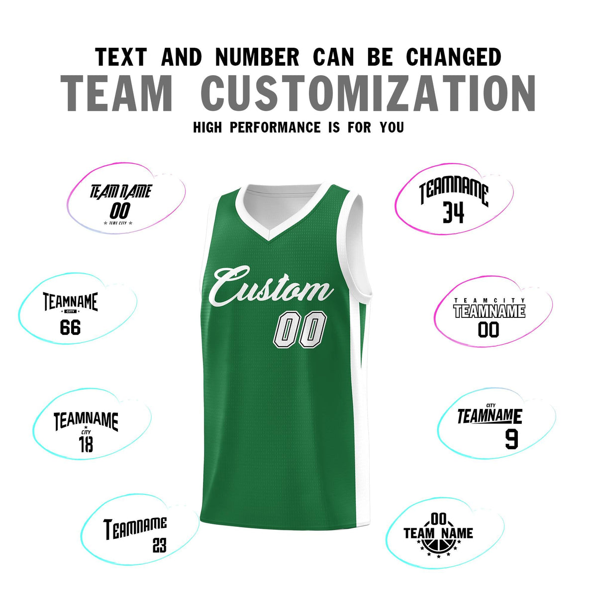 Custom Green White Classic Tops Outdoor Basketball Jersey Limited