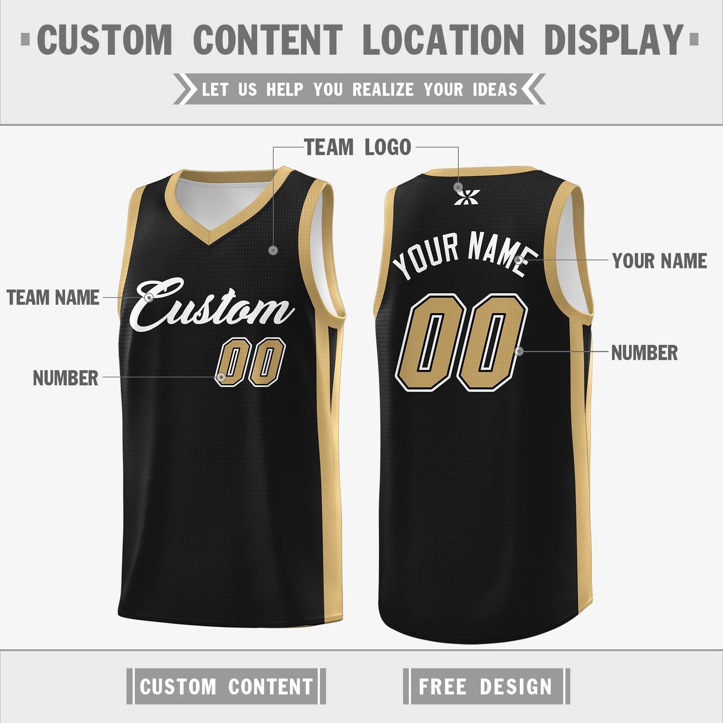 Custom Black White Classic Tops Outdoor Sports Basketball Jersey Limited