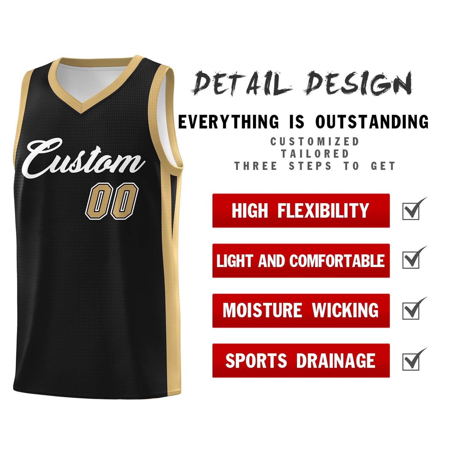 Custom Black White Classic Tops Outdoor Sports Basketball Jersey Limited
