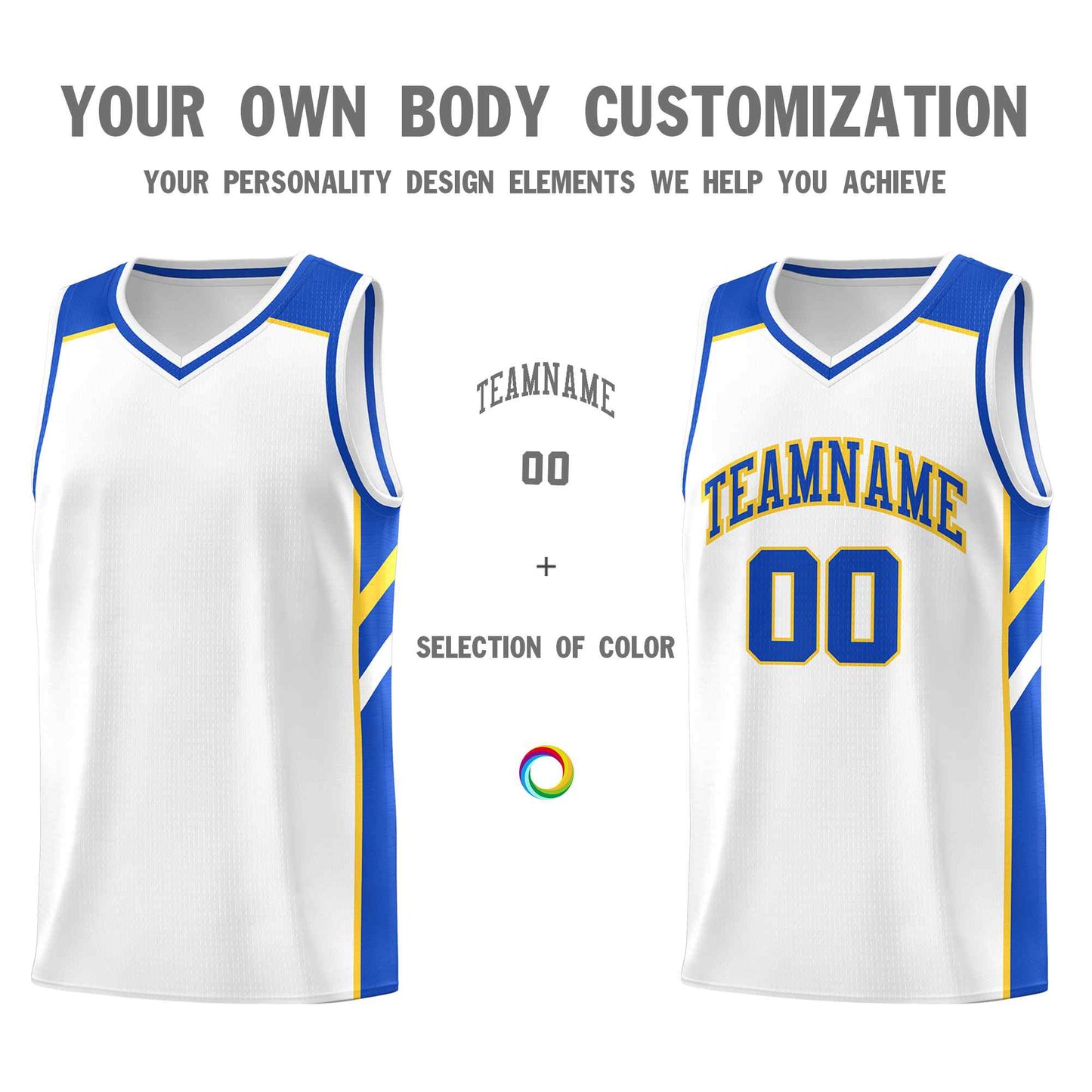 Custom White Royal-Yellow Classic Sets Sports Uniform Basketball Jersey Limited