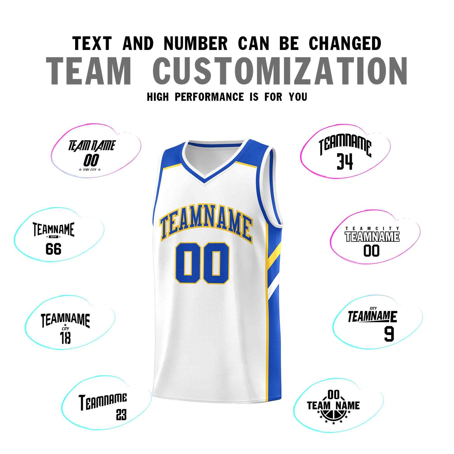 Custom White Royal-Yellow Classic Sets Sports Uniform Basketball Jersey Limited