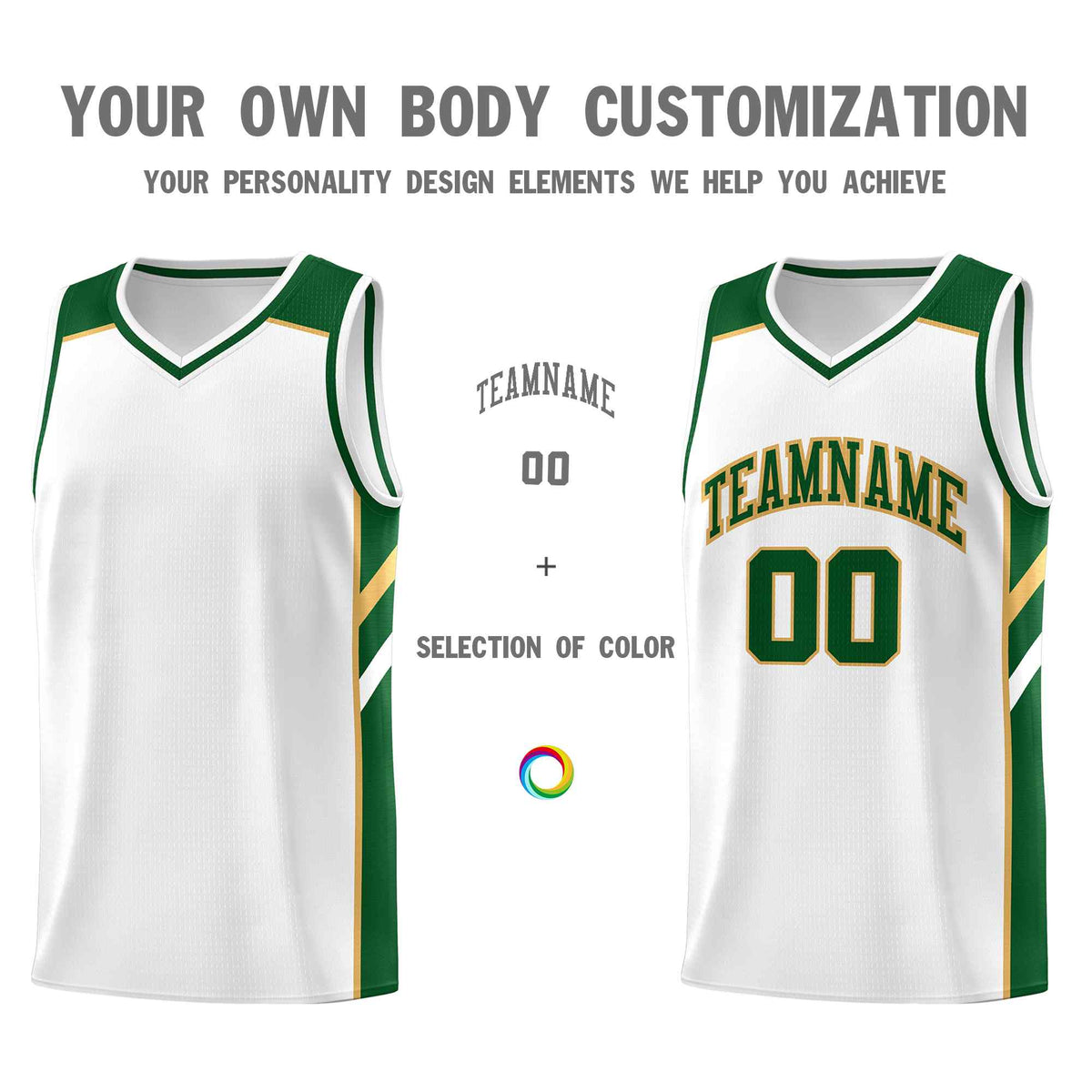 Custom White Green-Old Gold Classic Sets Sports Uniform Basketball Jersey Limited