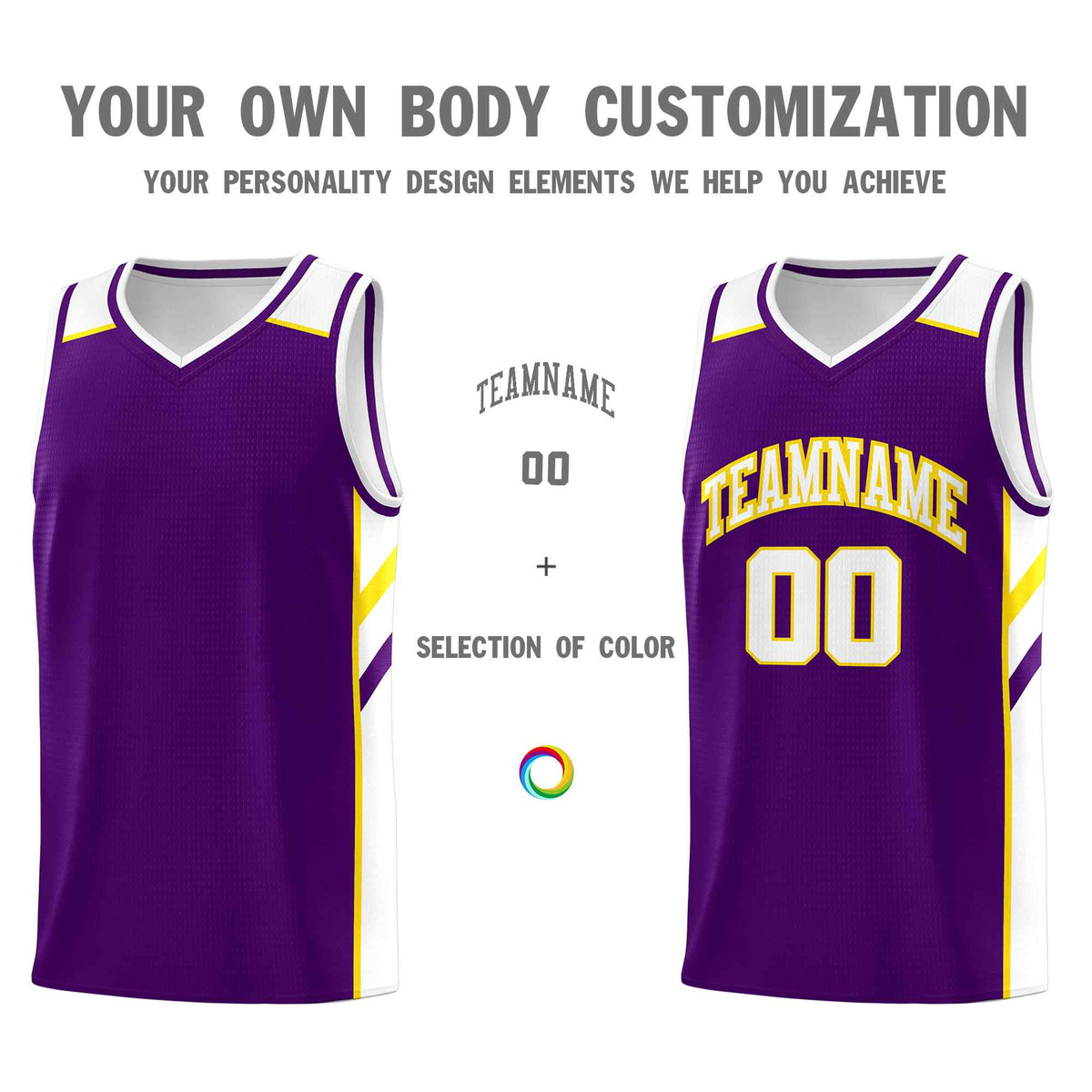 Custom Purple White-Yellow Classic Sets Sports Uniform Basketball Jersey Limited