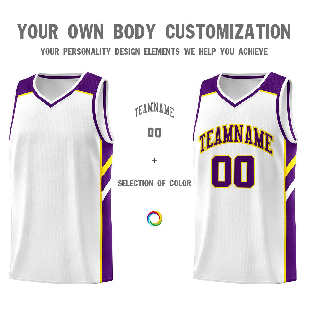 Custom White Purple-Yellow Classic Sets Sports Uniform Basketball Jersey Limited