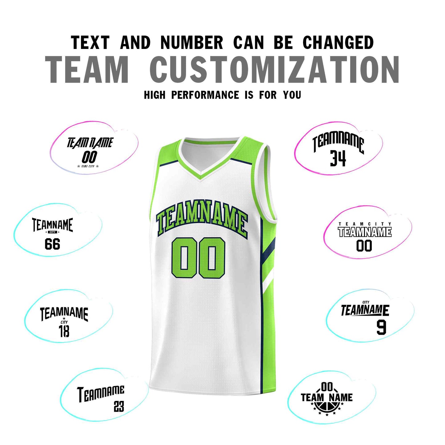 Custom White Neon Green-Navy Classic Sets Sports Uniform Basketball Jersey Limited