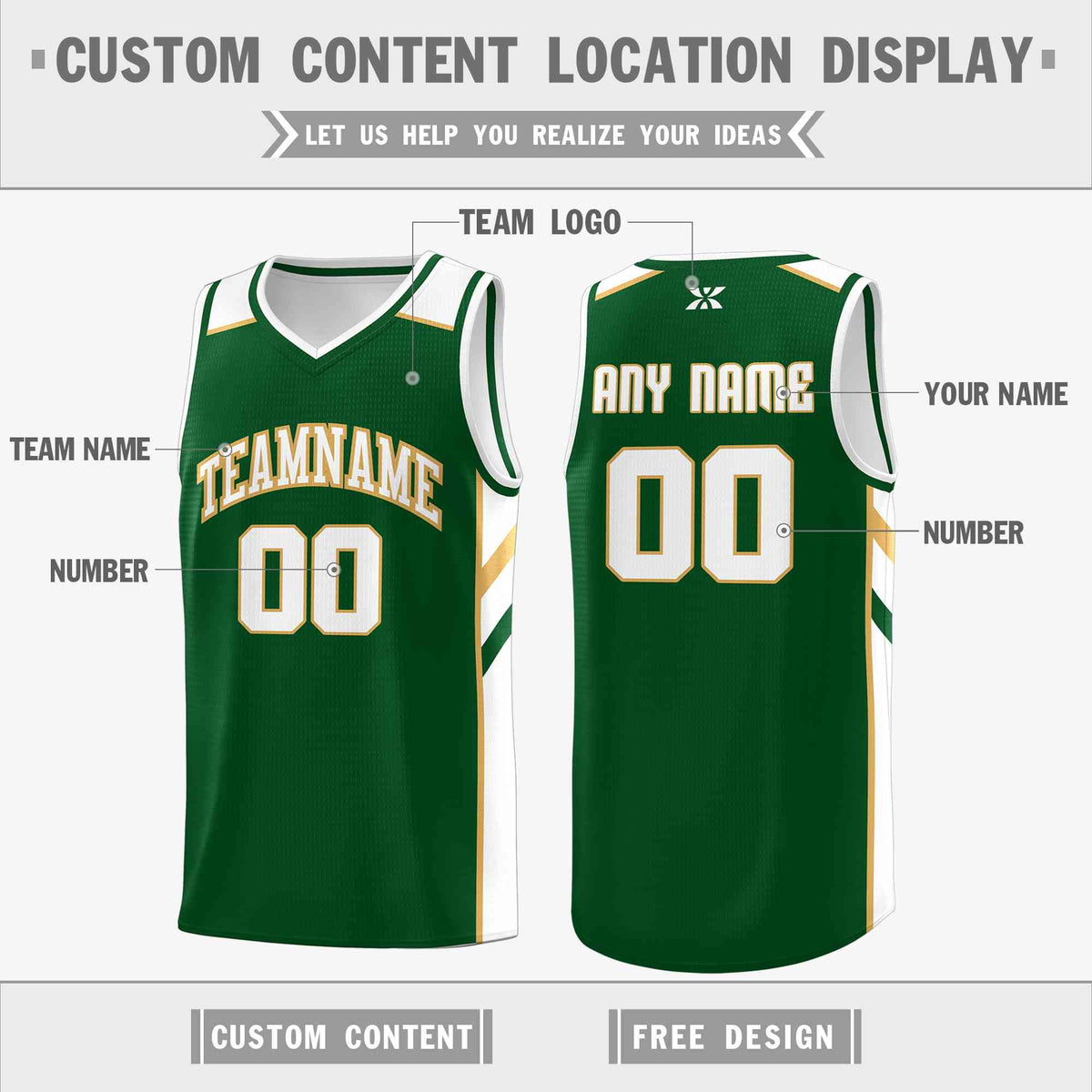 Custom Green White-Old Gold Classic Tops Style Mesh Sport Basketball Jersey Limited