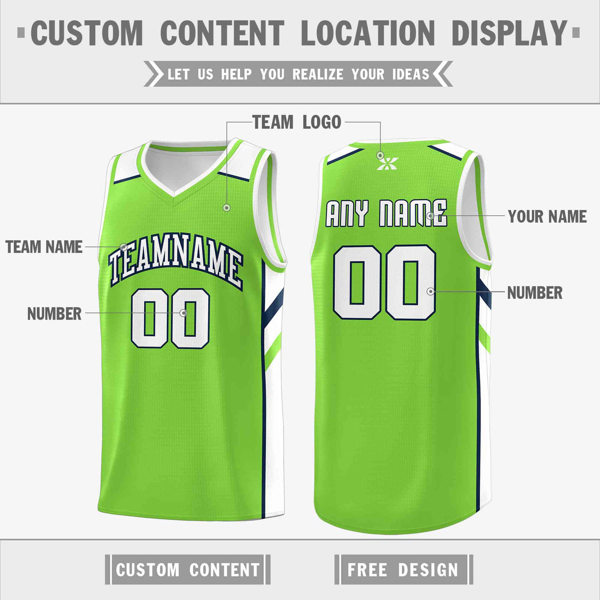 Custom Neon Green White-Navy Classic Tops Style Mesh Sport Basketball Jersey Limited