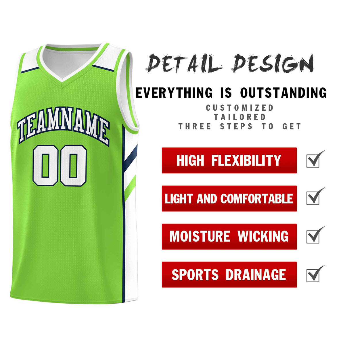 Custom Neon Green White-Navy Classic Tops Style Mesh Sport Basketball Jersey Limited