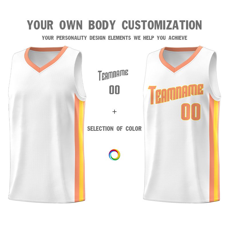 Custom White Orange-Yellow Classic Sets Sports Uniform Basketball Jersey Limited