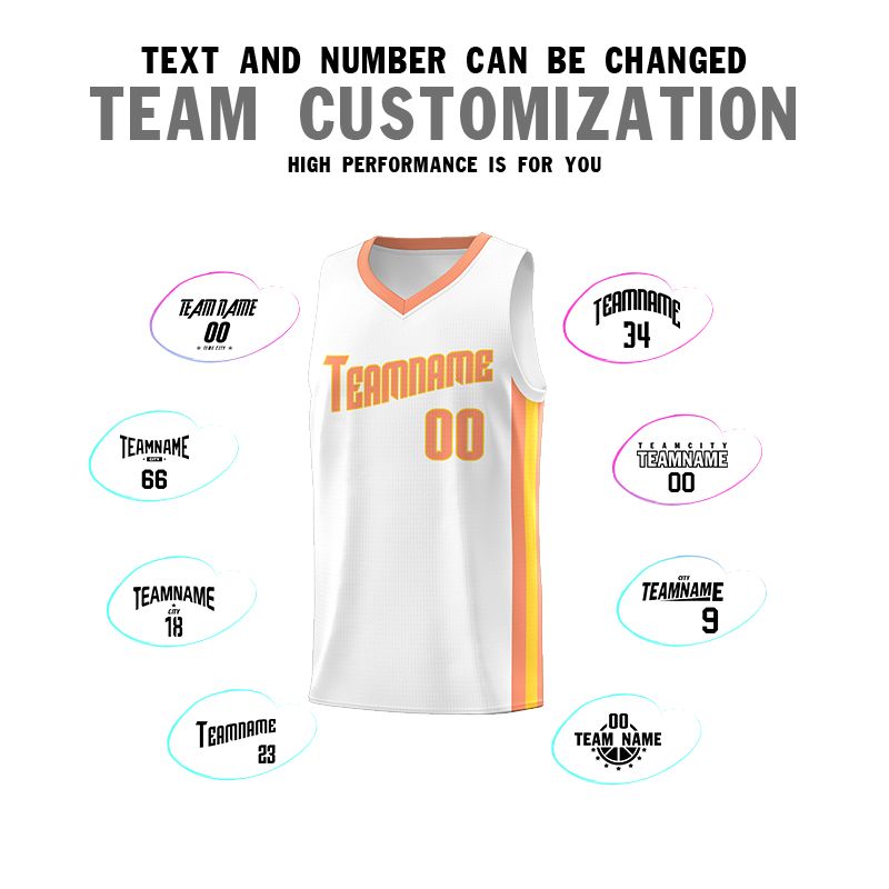 Custom White Orange-Yellow Classic Sets Sports Uniform Basketball Jersey Limited